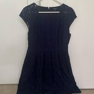 Madewell Navy Blue Lace Overlay Dress with Pockets, Size 8